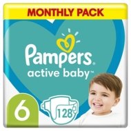 PAMPERS autiņbiksītes ACTIVE BABY, 6 izmērs, 128 gab., 13-18 kg.