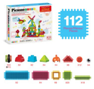 PICASSO TILES Magnētiskais konstruktors Hedgehog bloki 112 detaļas, PTB112