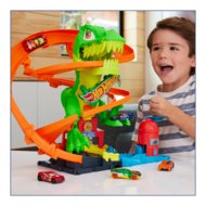 HOT WHEELS trases komplekts ar dinozaura un ugunsdzēsēju depo tematiku, JBM73
