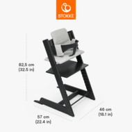 STOKKE barošanas krēsls ar aizsargbarjeru un polsterējumu TRIPP TRAPP, black, nordic grey, 685000