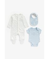 MOTHERCARE bodijs ar īsam piedurknēm + zīdaiņu kombinezons + lācītes, ZA246