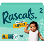 RASCALS autiņbiksītes, 2 izmērs, 4-8 kg., 96 gab.