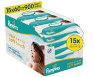 PAMPERS mitrās salvetes Wipes Aqua Soft Touch, 15x60 vnt., 80874254