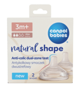 CANPOL BABIES knupis NATURAL SHAPE Anti-colic, lēns, 3m+, 2 gab., 21/751