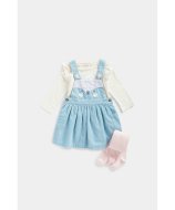 MOTHERCARE krekls ar garām piedurknēm, sarafāns un zeķubikse, FE307 
