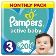 PAMPERS autiņbiksītes ACTIVE BABY, 3 izmērs, 206 gab,, 6-10 kg.