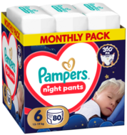 PAMPERS autiņbiksītes-biksītes Pants Night Monthly Pack, 6 izmērs, 15+kg, 114 vnt., 80895139