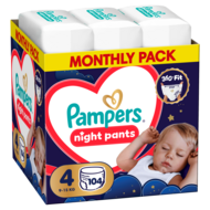 PAMPERS autiņbiksītes-biksītes Pants Night Monthly Pack, 4 izmērs, 9-15kg, 114 vnt., 80895141