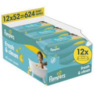 PAMPERS mitrās salvetes Wipes Fresh Clean Plastic Free, 12x52 vnt., 80889012