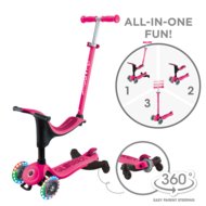 GLOBBER skrejritenis Go Up Sporty Lights 360°, spilgti rozā, 456-610 S