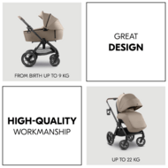 HAUCK universāls ratiņi COMFORT N CARE AIR SET, Mocha, 165553