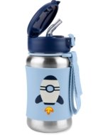SKIP HOP nerūsējošā tērauda pudele ar salmiņu SPARK STYLE, 12m+, 350ml, rocket, 9N778710