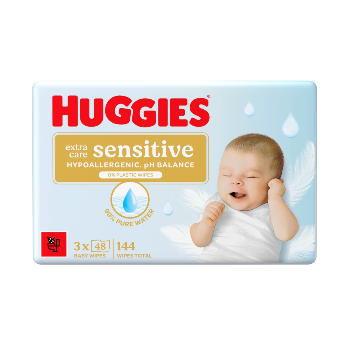 HUGGIES mitrās salvetes PURE EXTRA CARE SENSITIVE PF, 48x3 gab ...