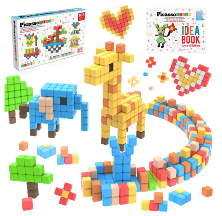 PICASSO TILES Magnētiskais konstruktors magnētiskie kubi 108 detaļas, PMC108 