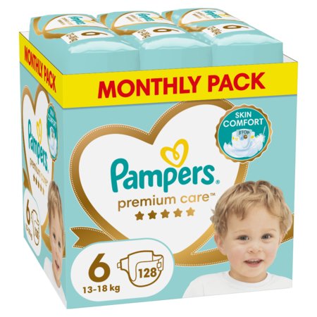 PAMPERS autiņbiksītes Premium Care, 6 izmērs 13-18kg, 128 gab, 80789191 