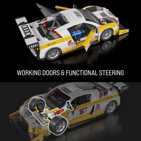 MATTEL BRICK SHOP HOT WHEELS 1:16 Elite Audi R8 LMS būvēšanas komplekts, JFT18 