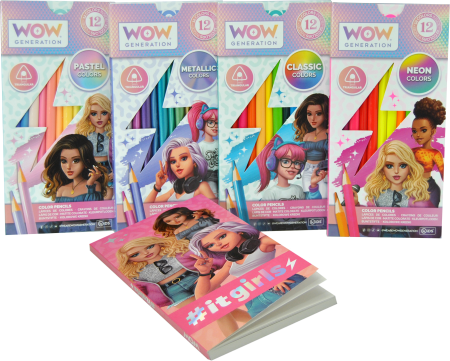 WOW GENERATION komplekts ar 48 krāsainiem zīmuļiem un piezīmju grāmatiņu, WOW00044 