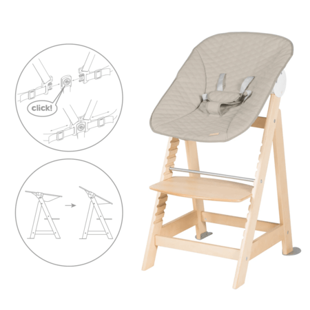 ROBA transformējama barošanas krēsls BORN UP 2in1, Greyish quilted, 75063NAL245 
