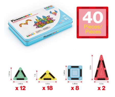 PICASSO TILES Magnētiskais konstruktors ar penāli 40 detaļas, PN010 