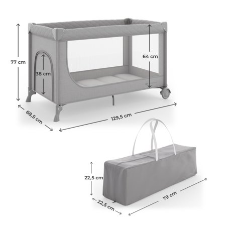 KINDERKRAFT gultiņa-manēža LEODY UP, Grey, KCLEODUPGRY0000 