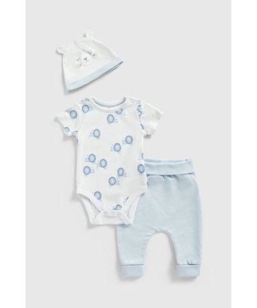 MOTHERCARE bodijs ar īsam piedurknēm, bikses, cepure, GF272 