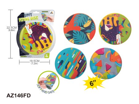 AJ SPORTZ mīksts lidojošais disks 6'', asorti, AZ146FD, AZ146FD 