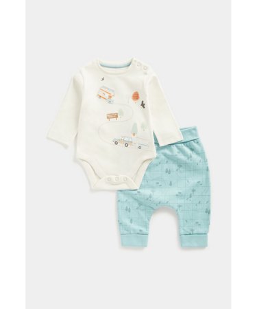 MOTHERCARE bodijs ar garām piedurknēm, bikses zīdaiņiem, FB495 