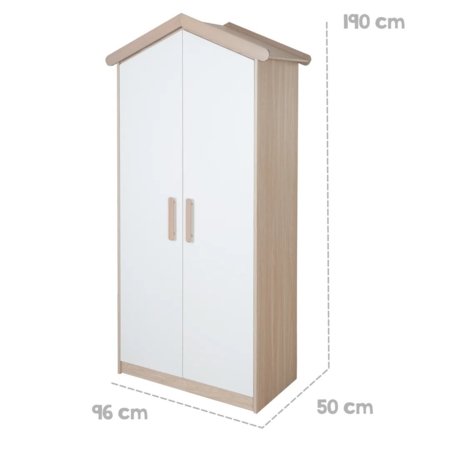ROBA divdurvju skapis CABANE, White/Oak, 1621867 