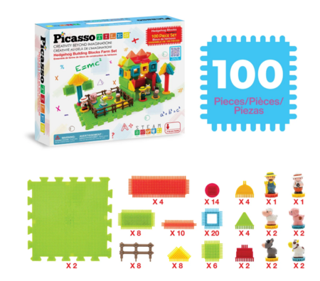 PICASSO TILES Magnētiskais konstruktors Hedgehog Farm 100 detaļas, PTB100-Farm 