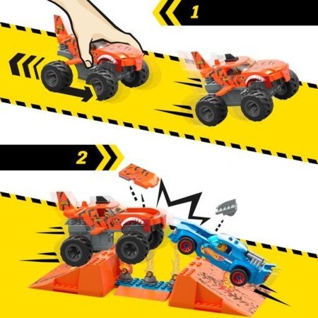 MEGA CONSTRUX HOT WHEELS Monster Truck Smash & Crash Tiger Shark konstruktors, HKF88 HKF88