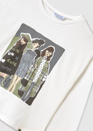 MAYORAL t-krekls ar garām piedurknēm 8E, natural/moss, 7047-78 7047-78