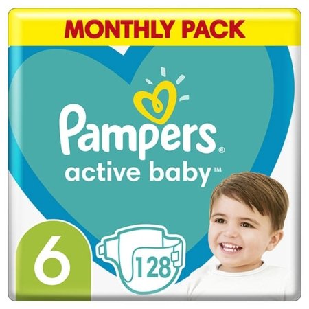 PAMPERS autiņbiksītes ACTIVE BABY, 6 izmērs, 128 gab., 13-18 kg. 