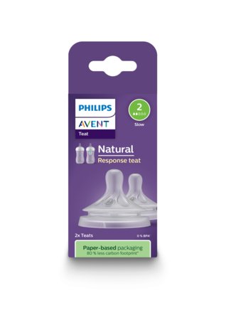 Philips Avent barošanas pudeļu silikona knupīši Natural Response, 0 mēn+, 2 gab., SCY962/02 
