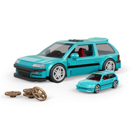 MATTEL BRICK SHOP HOT WHEELS 1:32 Honda Custom ’90 Civic EF būvēšanas komplekts, JHF62 