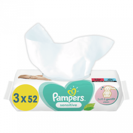 PAMPERS Sensitive salvetes, 3 iepakojumi, 156 gab., 81752611 81752611