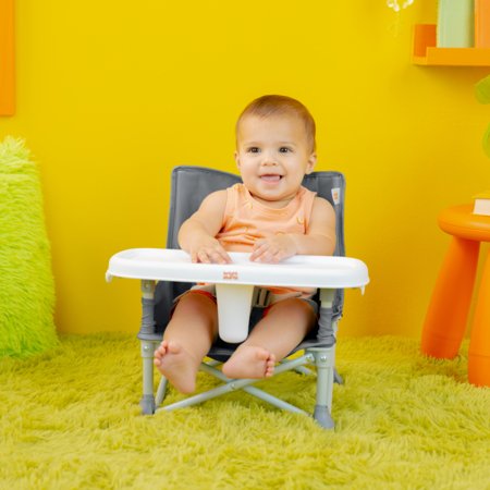 BRIGHT STARTS barošanas krēsls - būsteris POP 'N SIT, GREY, 17198 