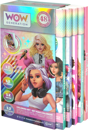 WOW GENERATION komplekts ar 48 krāsainiem zīmuļiem un piezīmju grāmatiņu, WOW00044 