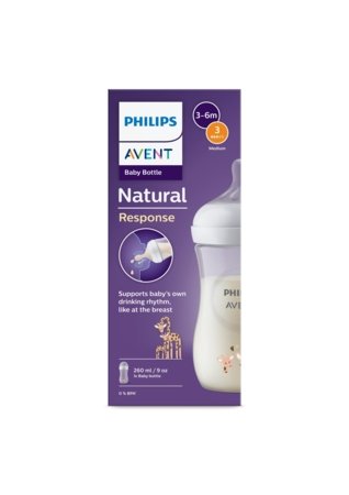 PHILIPS AVENT 83020 pudele "Natural Response" 1 m+, 260 ml, ŽIRAFA, SCY903/66 1/066