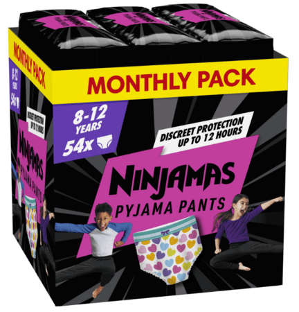 PAMPERS biksītes NINJAMAS Hearts, 8 izmērs, 27-43kg, 54 gab., 80756319 