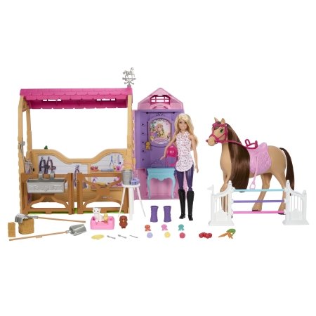 BARBIE lelle un lielais zirga stallis, HXJ44 