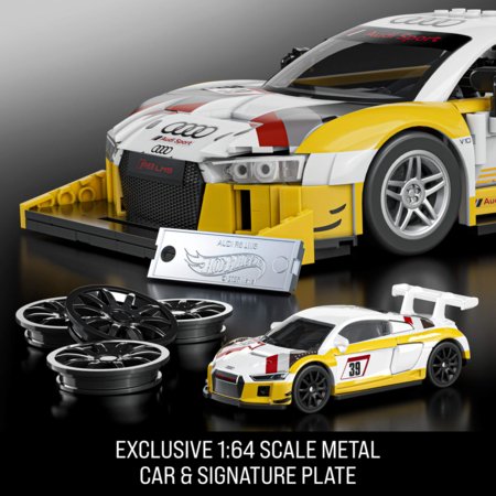 MATTEL BRICK SHOP HOT WHEELS 1:16 Elite Audi R8 LMS būvēšanas komplekts, JFT18 