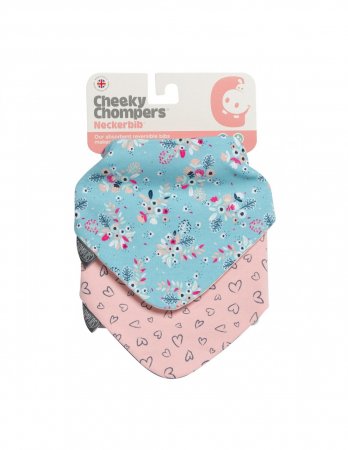 CHEEKY CHOMPERS kakla lakatiņš BOTANICAL BLOOM & MADE WITH LOVE, white/blue, 796 796