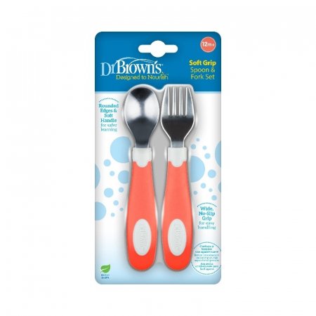 DR. BROWNS Soft Grip karotes un dakšu komplekts, Coral, TF026 TF026