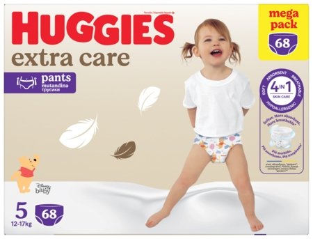 HUGGIES autiņbiksītes - biksītes EXTRA CARE, kastīte, 5. izmērs, 12-17 kg., 34x2 gab., 2668771 