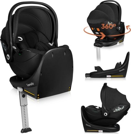 LIONELO autokrēsls ar ISOFIX pamatni MOXIE I-SIZE, Black carbon, 40-87 cm. 