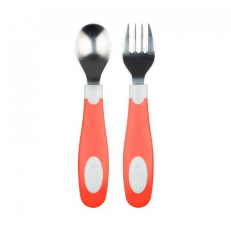 DR. BROWNS Soft Grip karotes un dakšu komplekts, Coral, TF026 TF026