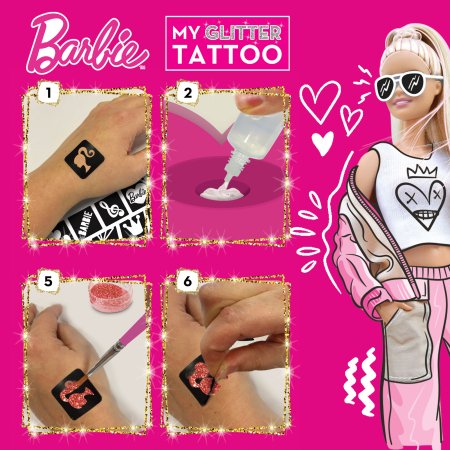 LISCIANI BARBIE mirdzošo tetovējumu komplekts My Glitter Tattoo, 100958 