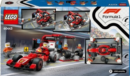 60443 LEGO® City Project Alicia 2025 F1® pitstops un autotehniķi ar Ferrari auto 