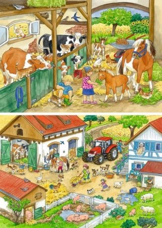 RAVENSBURGER PUZZLE puzle Diena fermā, 2x24 gab., 09195 9 