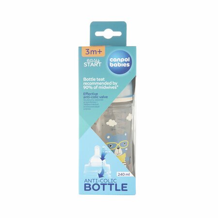 Canpol babies Plata kakla barošanas pudelīte Anti-colic 240ml, 3 m+, Easy Start BONJOUR PARIS 35/232_blu 35/232_blu